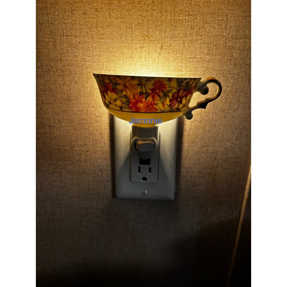 Handcrafted Floral Teacup Night Light Vintage Style Ceramic Cottagecore Decor